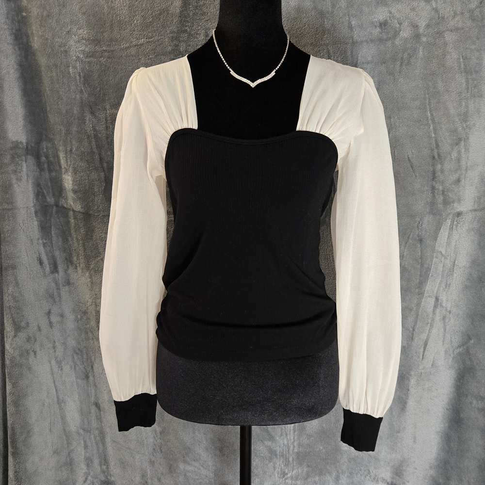 Elegant Black and Beige Women's Top